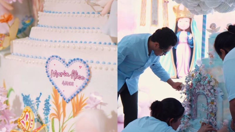Doçura em Cada Andar: O Bolo de Aniversário de Maria Alice Encanta com Detalhes Celestiais